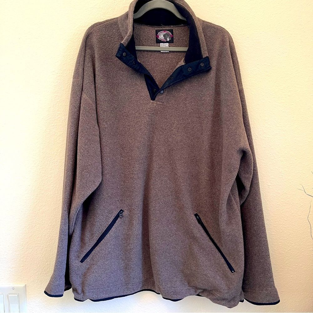 Buffalo Station Men Quarter Zip Fleece Pullover Tan Black